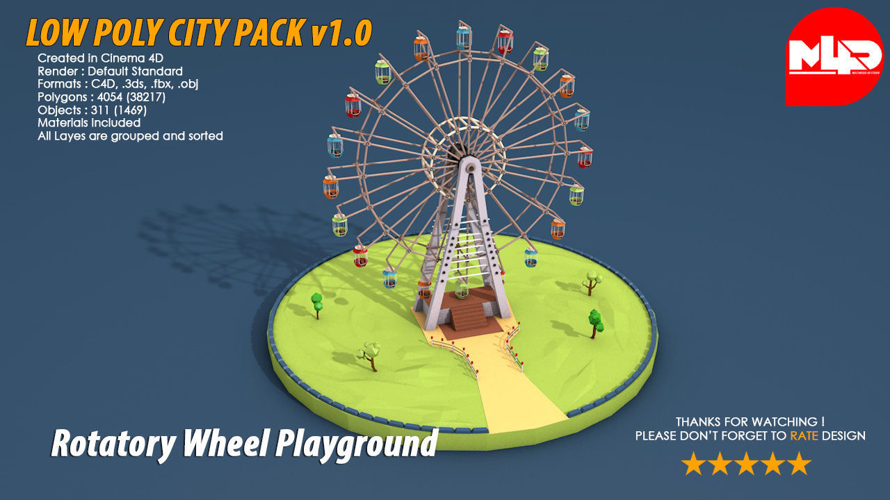 Low Poly City Pack Low-poly 3D model_4