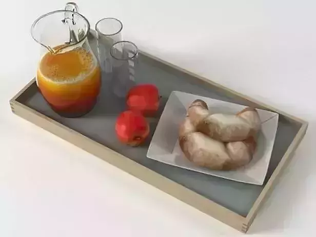 breakfast piece of orange and food in circular shape Free 3D model