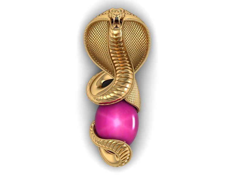 pendent snake cobra oval gem 3D print model_2