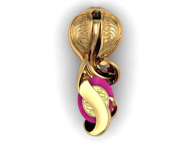 pendent snake cobra oval gem 3D print model_1
