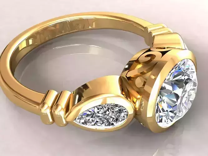 kengkod56 gold engagement ring with two diamonds