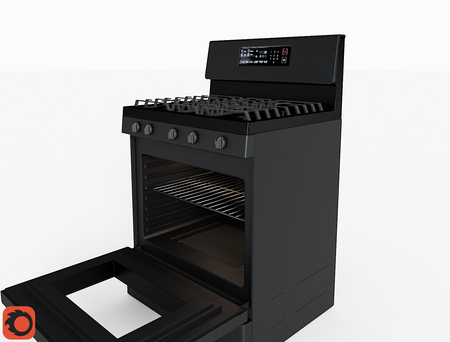Modern Smart Stove Free low-poly 3D model_5