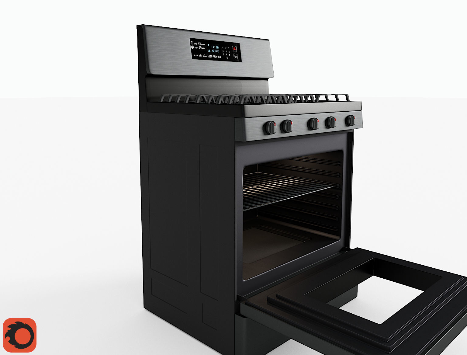 Modern Smart Stove Free low-poly 3D model_1