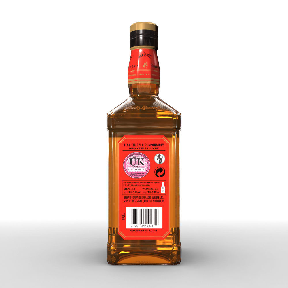 Jack Daniels Fire 70cl Bottle 3D model_5