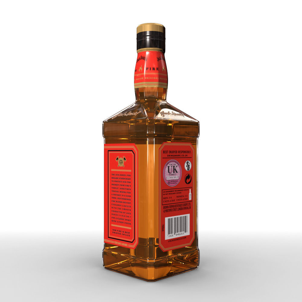 Jack Daniels Fire 70cl Bottle 3D model_6