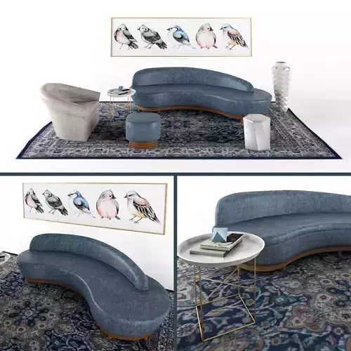 Livingroom set 1 living room with sofas and chairs 3D model