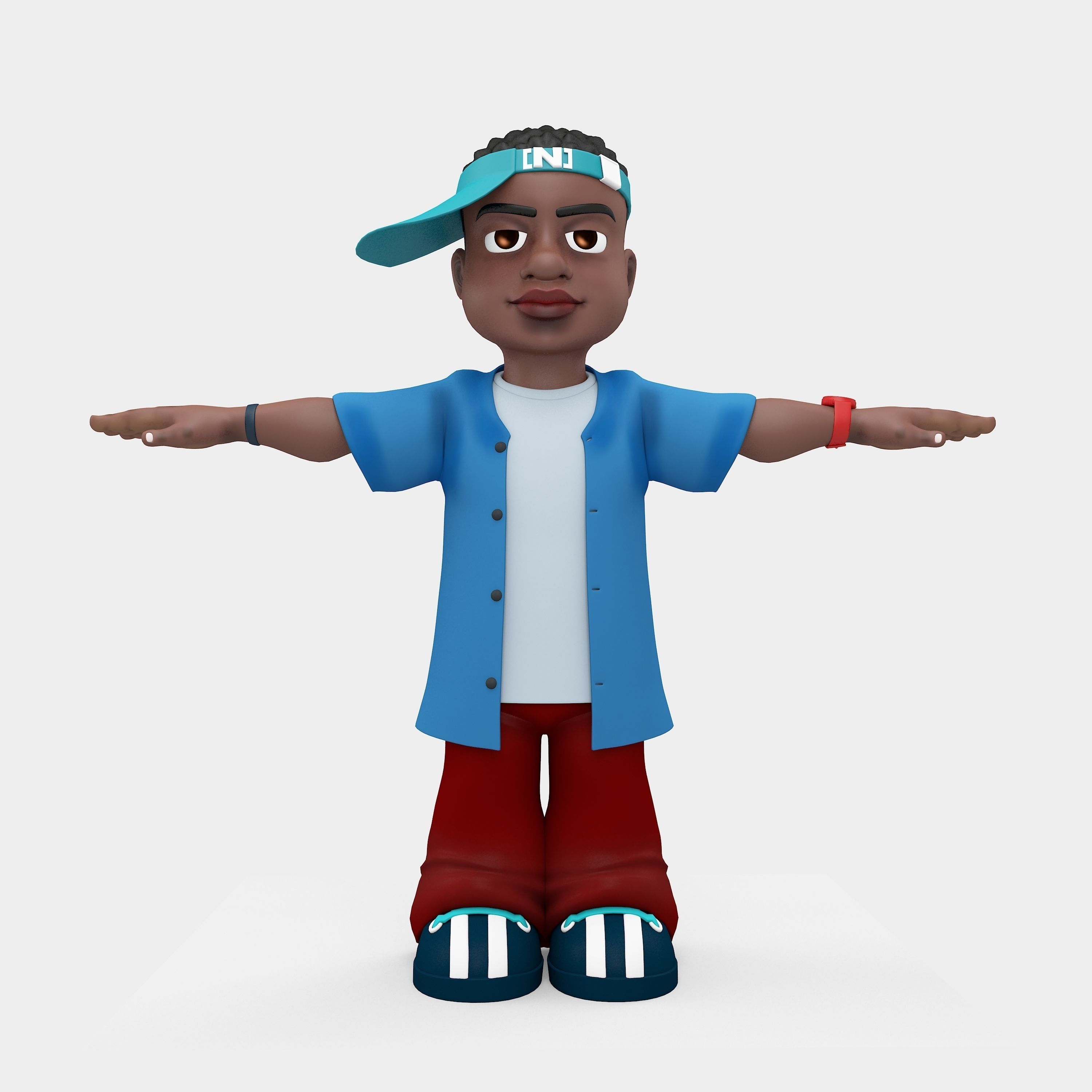 Novelest cartoon character wearing cap 3D model_2