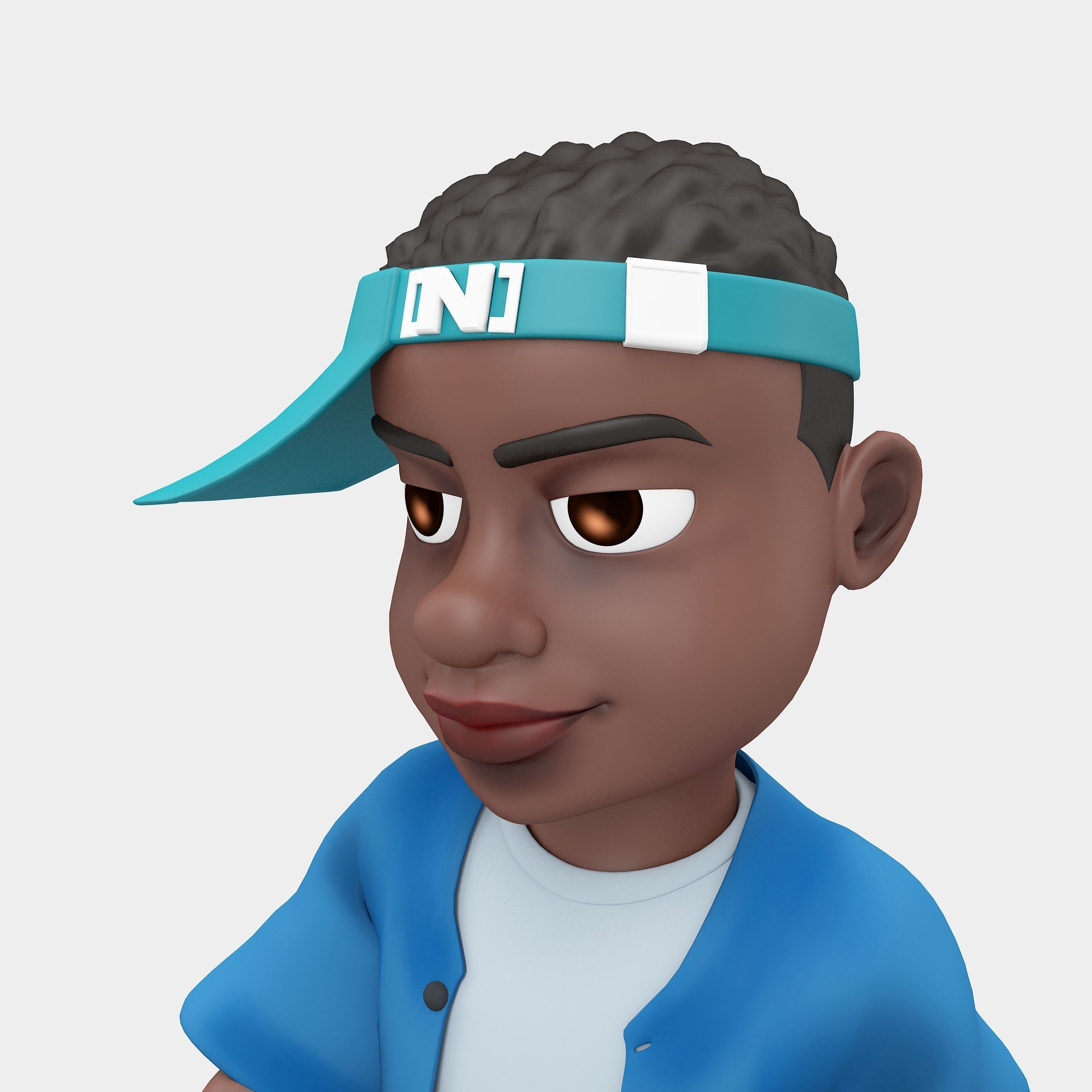 Novelest cartoon character wearing cap 3D model_5