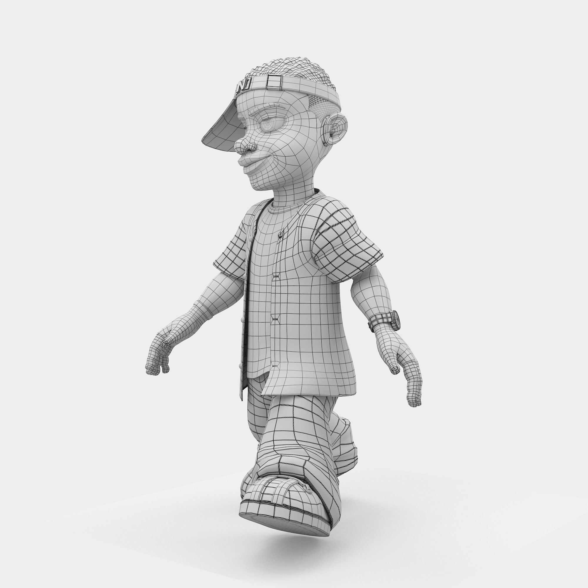 Novelest cartoon character wearing cap 3D model_8