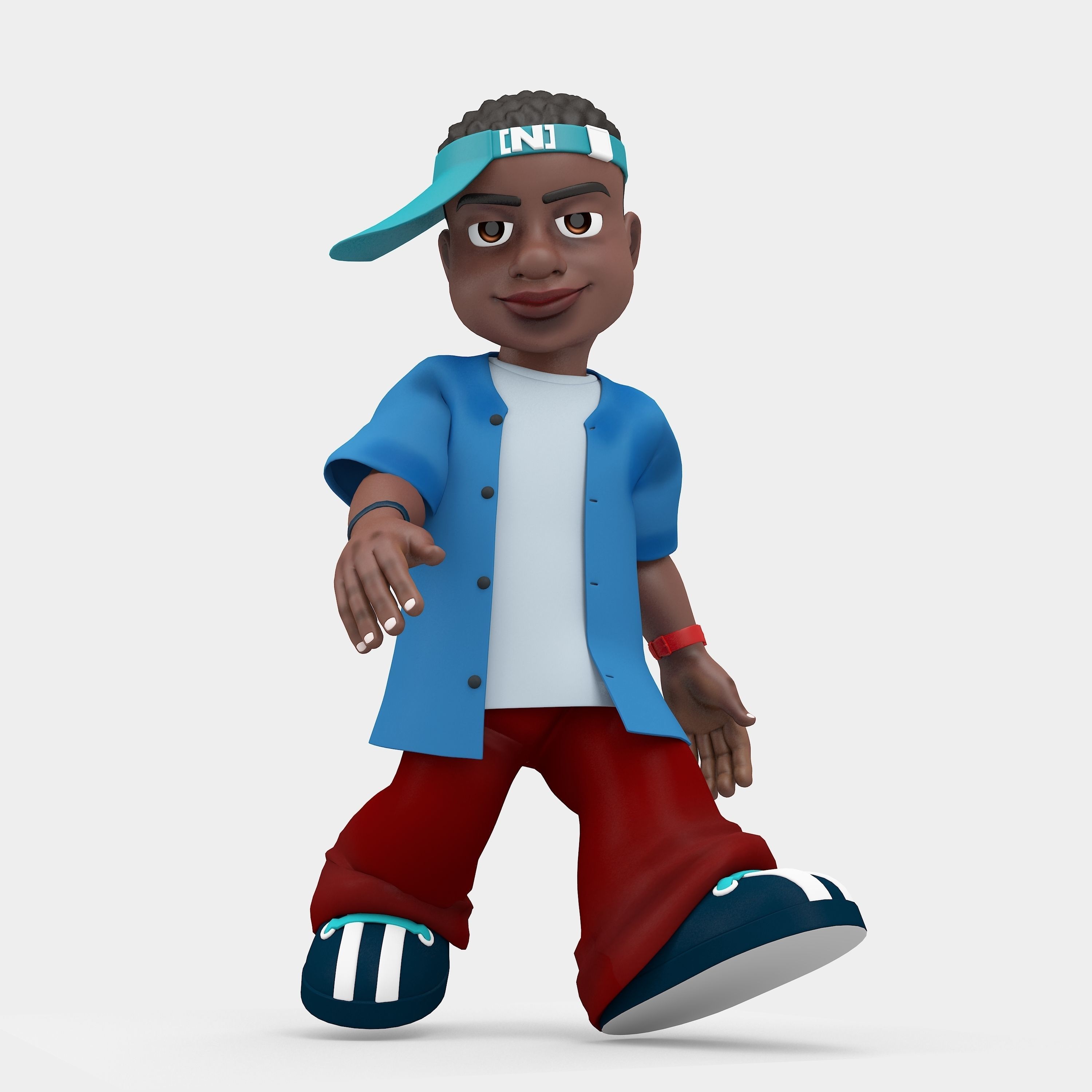 Novelest cartoon character wearing cap 3D model_6