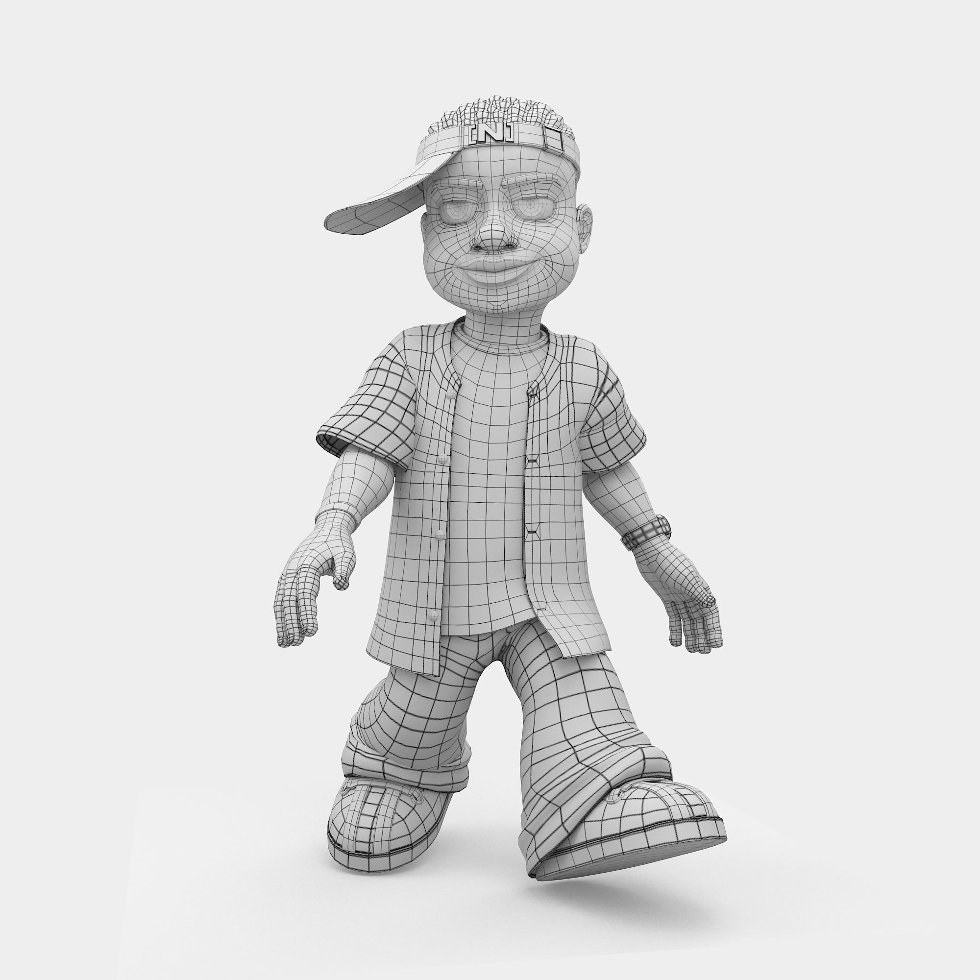 Novelest cartoon character wearing cap 3D model_9