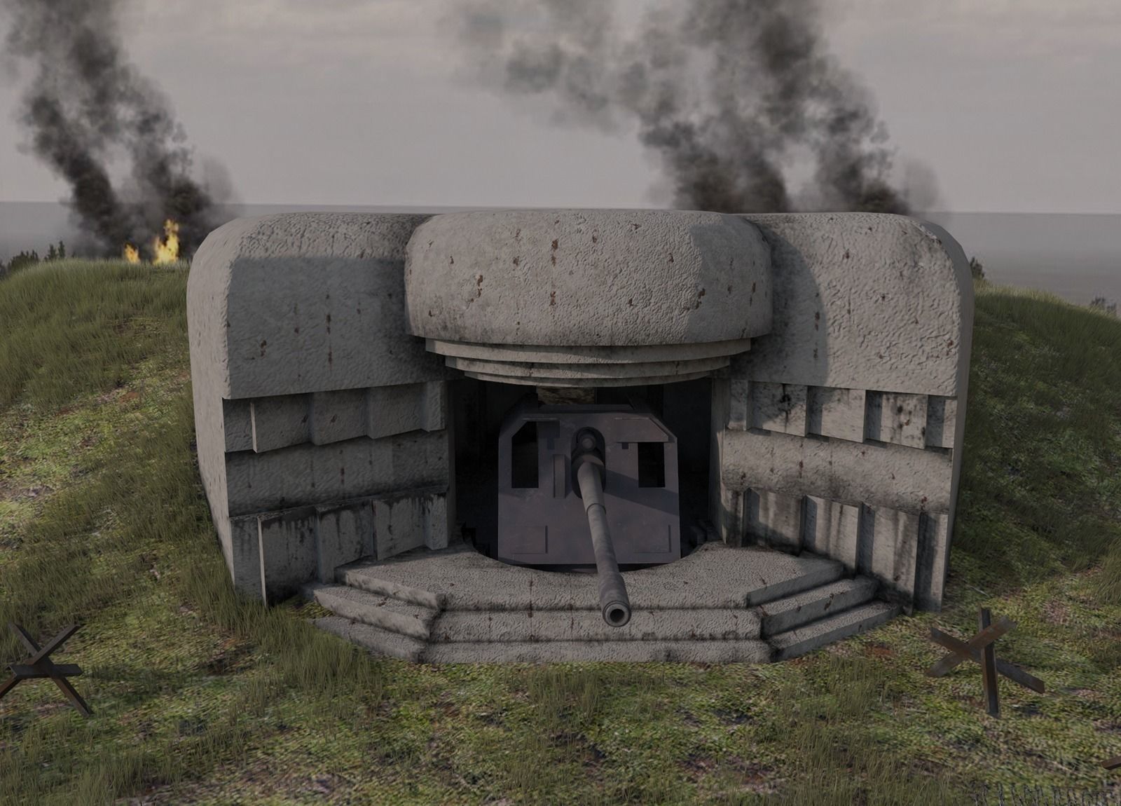 Long-term fire point DOT Low-poly 3D model_1