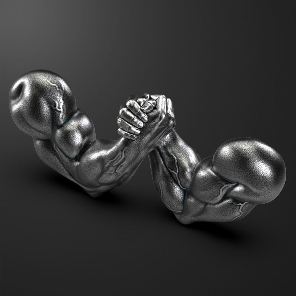 3D model Arm-Wrestling two metal hands holding each 3D print model_5