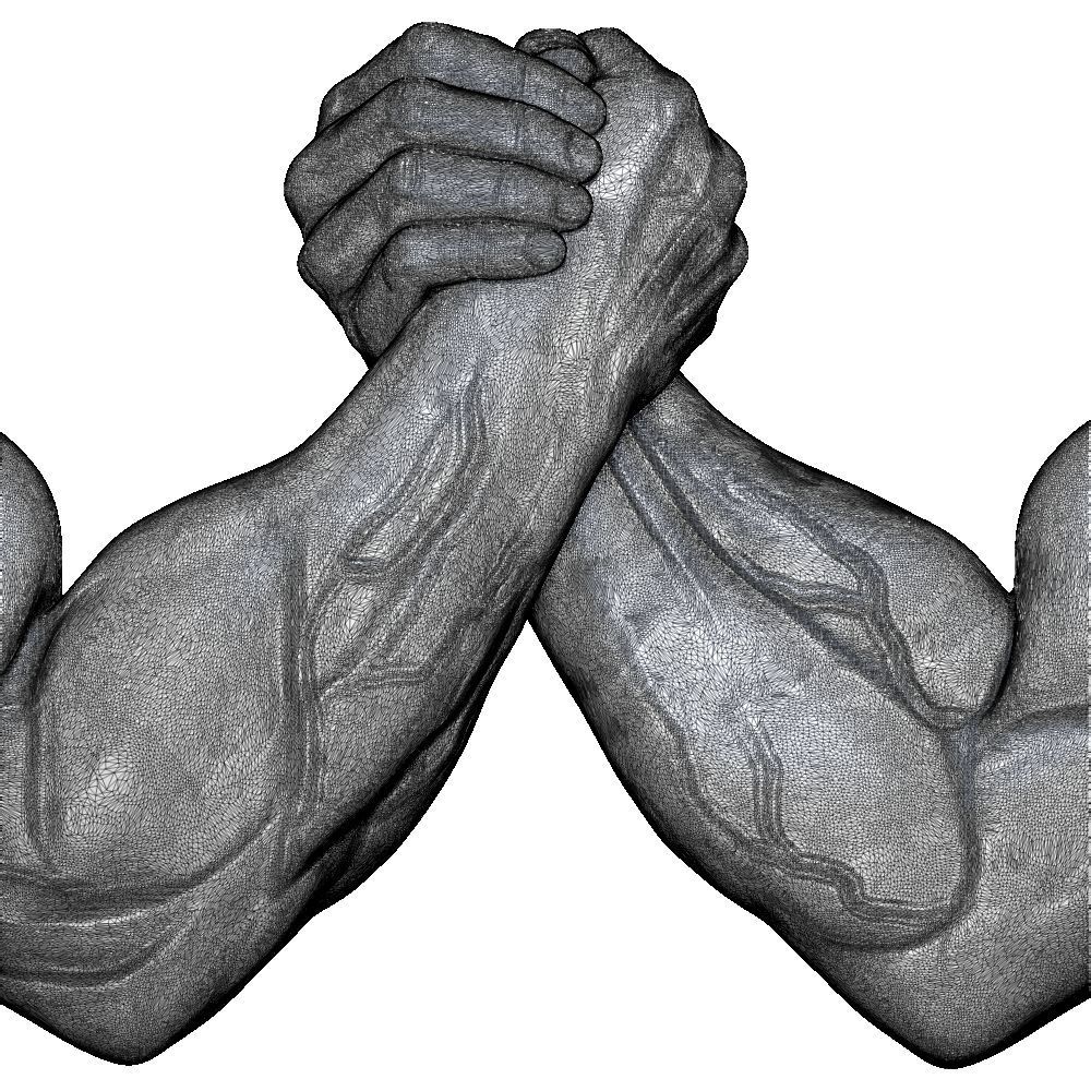 3D model Arm-Wrestling two metal hands holding each 3D print model_7