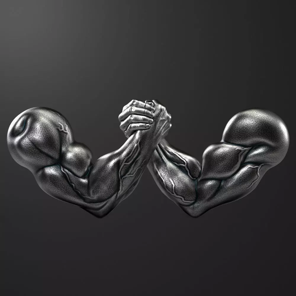 3D model Arm-Wrestling two metal hands holding each 3D print model_0