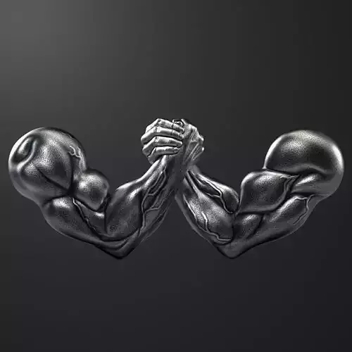 3D model Arm-Wrestling two metal hands holding each 3D print model