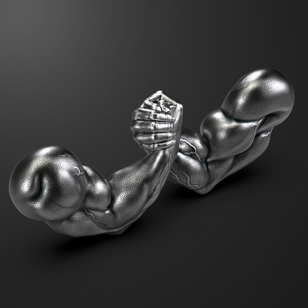 3D model Arm-Wrestling two metal hands holding each 3D print model_4