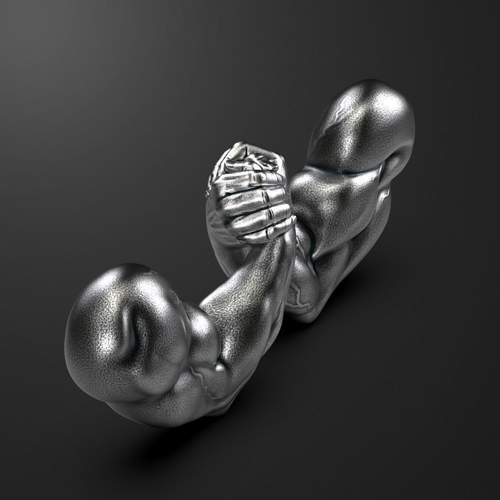 3D model Arm-Wrestling two metal hands holding each 3D print model_3