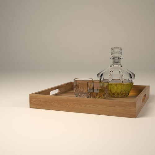 Crystal Glass set with whiskey 3D model