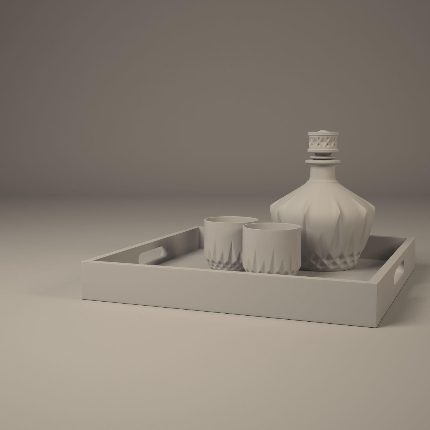 Crystal Glass set with whiskey 3D model_1