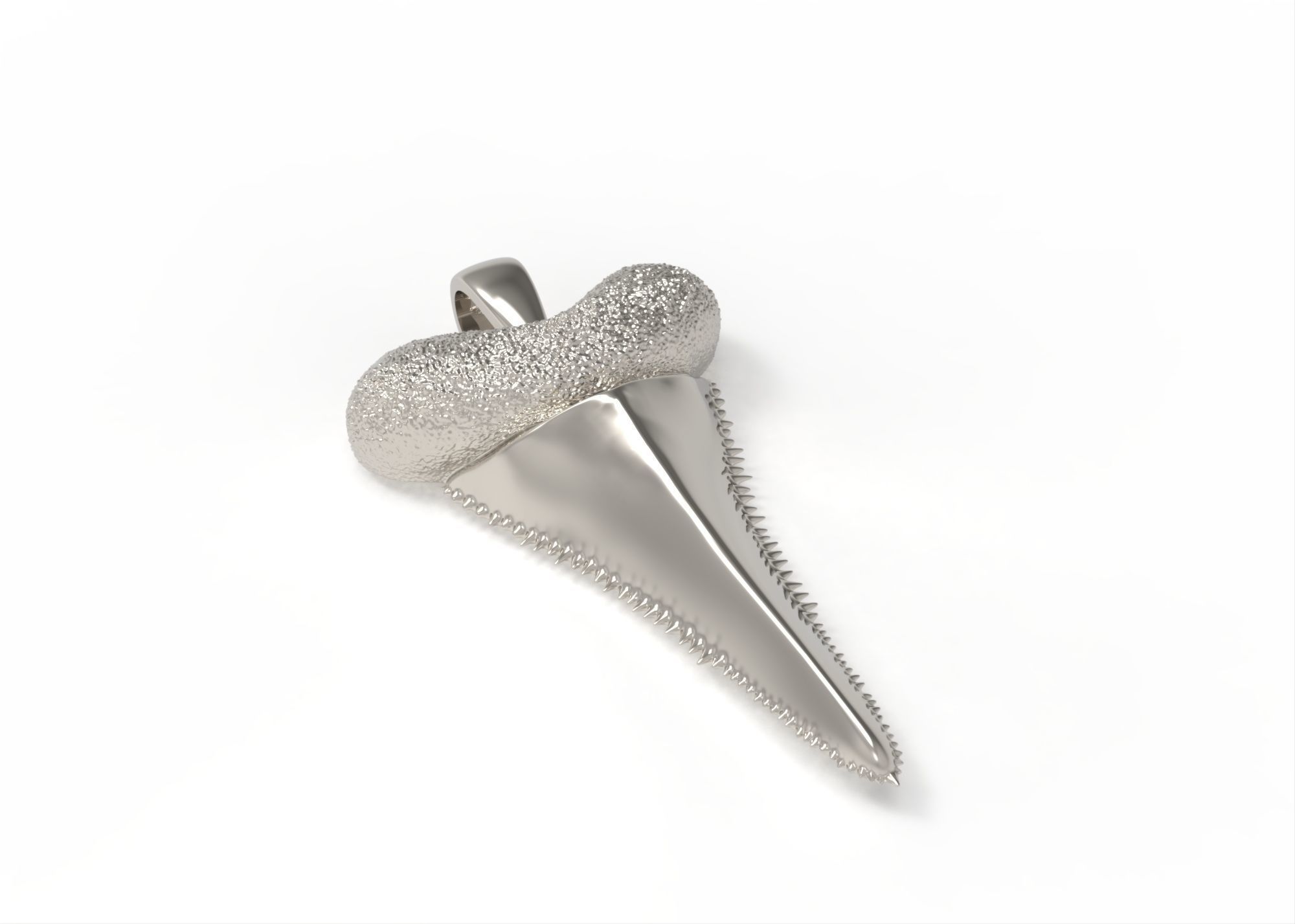 NN015 sterling silver whale horn ring 3D print model_2