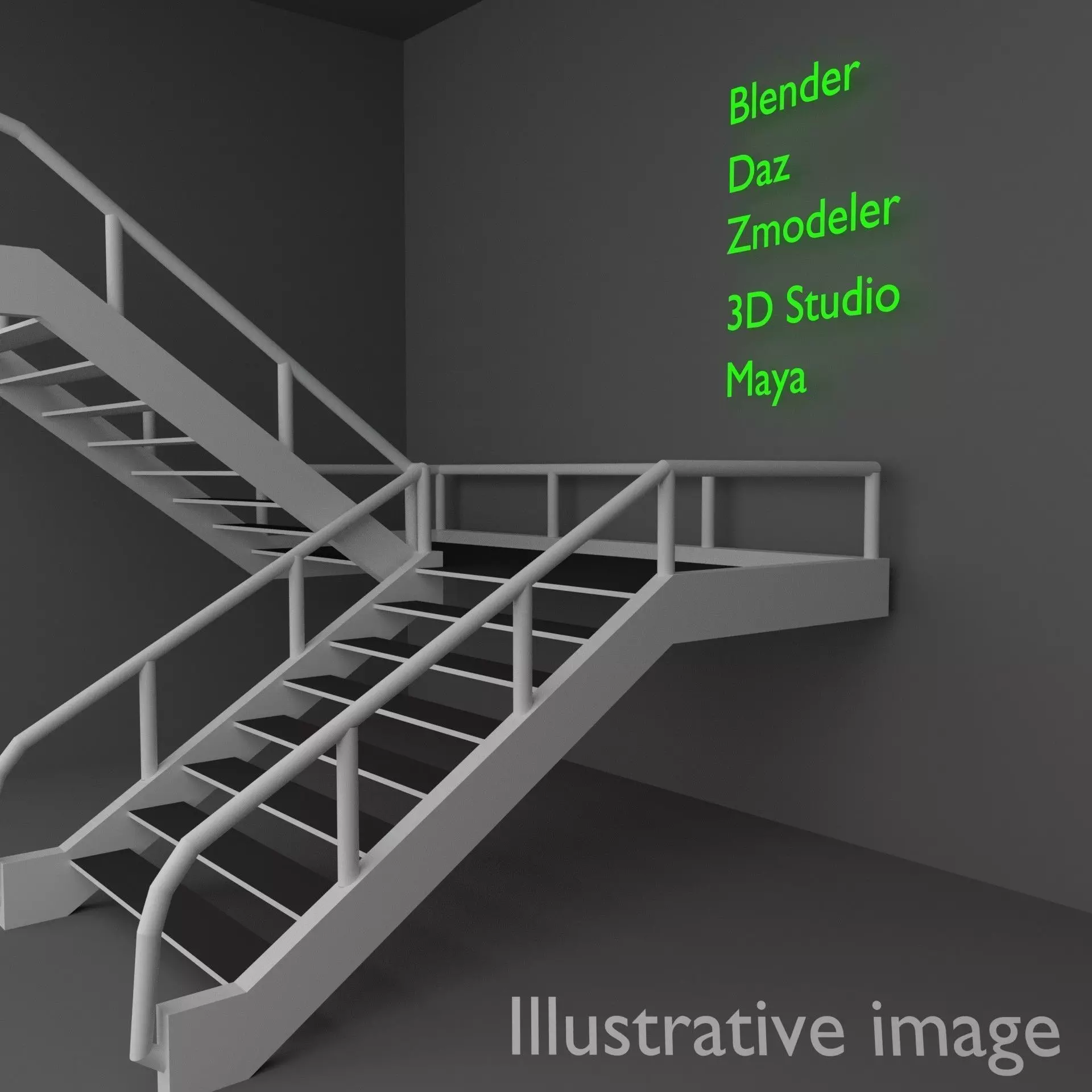 flight of stairs 3D model_0