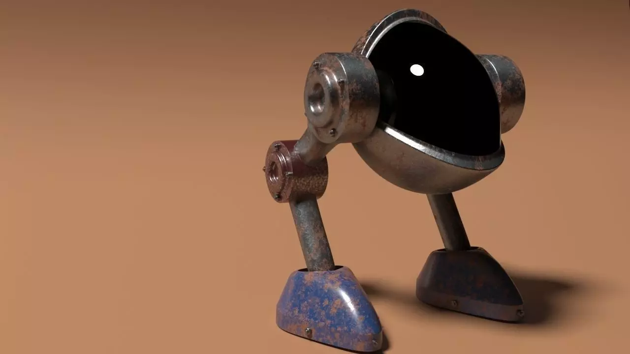 Robot metal with eye Low-poly 3D model_0
