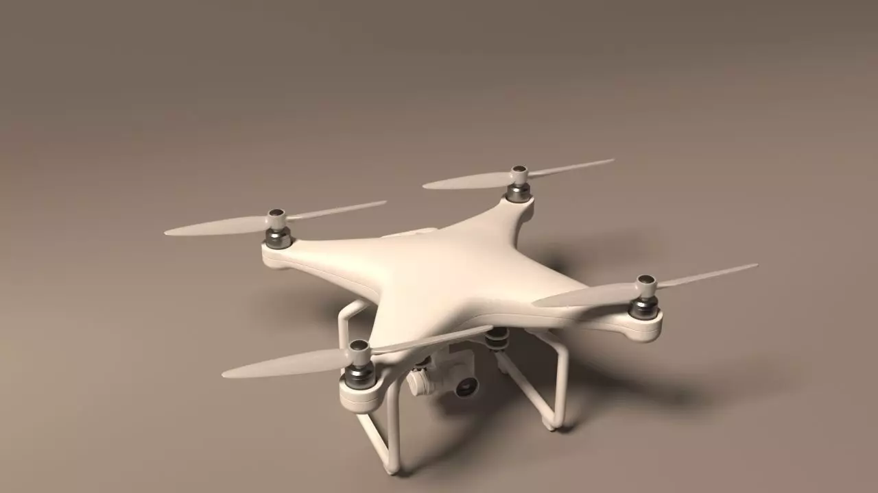 Realistic drone flying in air - Low-poly 3D model_0