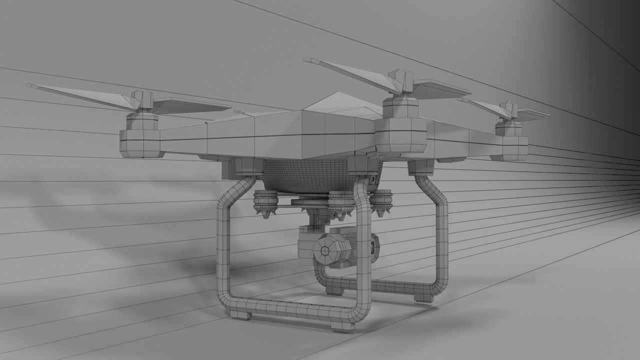 Realistic drone flying in air - Low-poly 3D model_13