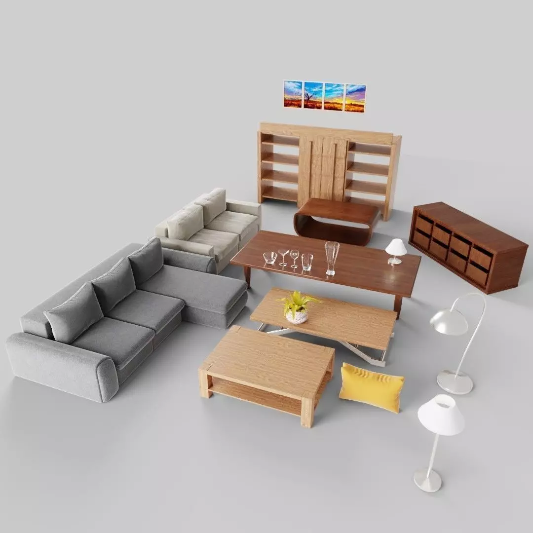 Livingroom Furniture Set 3D model_0