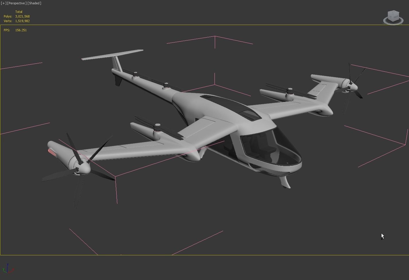 Uber Fly Taxi Drone Vray 3d model 3D model_4