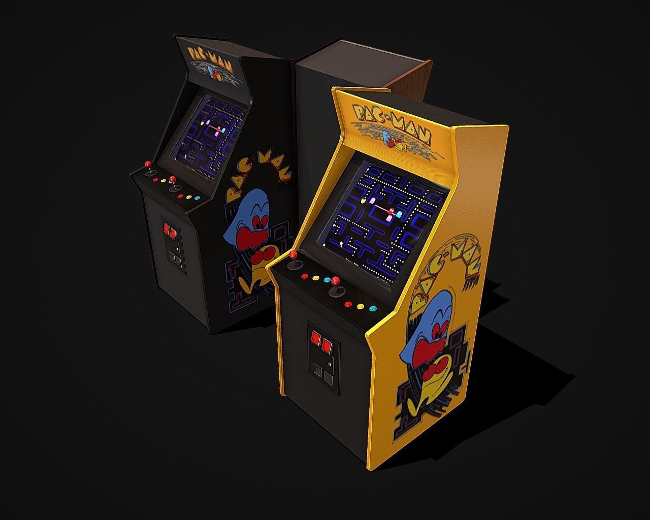 Classic Arcade Game Machines 3D model_4