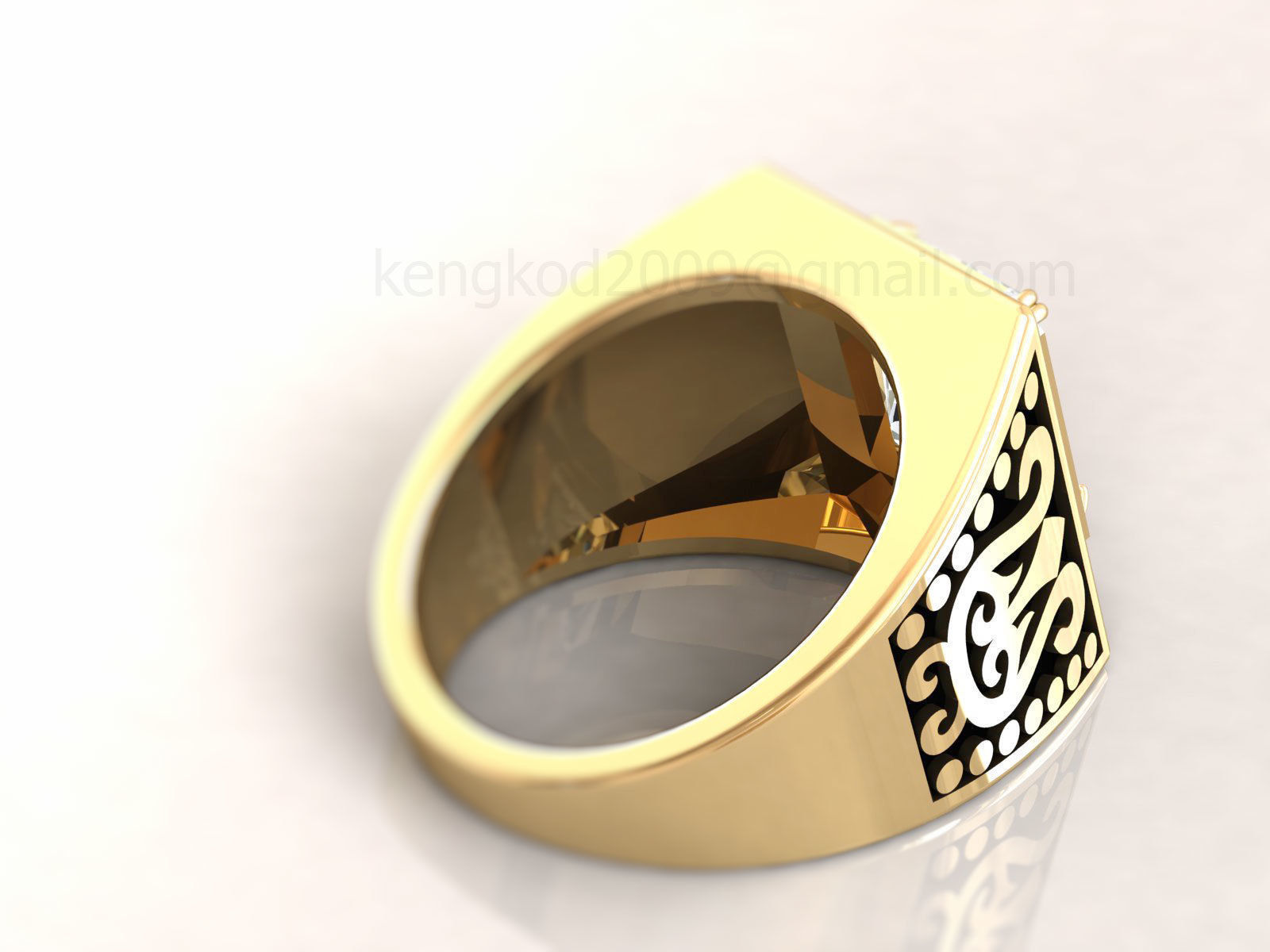 kengkod62 gold ring with princess cut diamond 3D print model_3