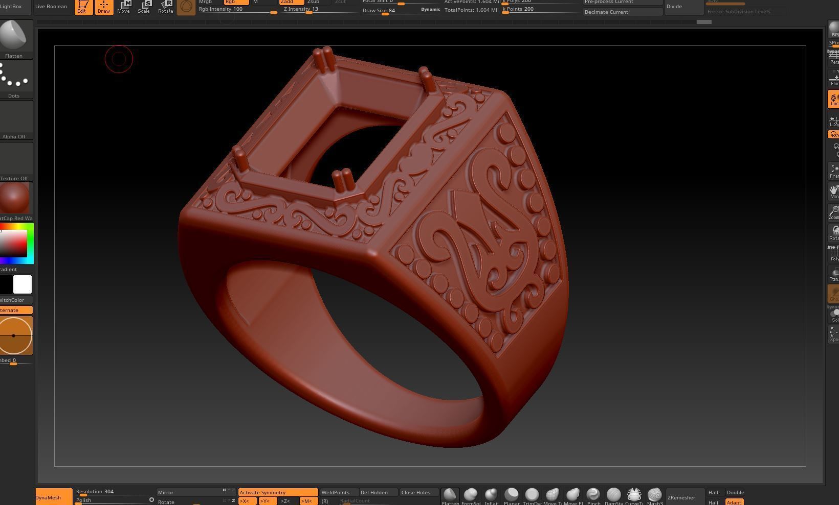 kengkod62 gold ring with princess cut diamond 3D print model_6