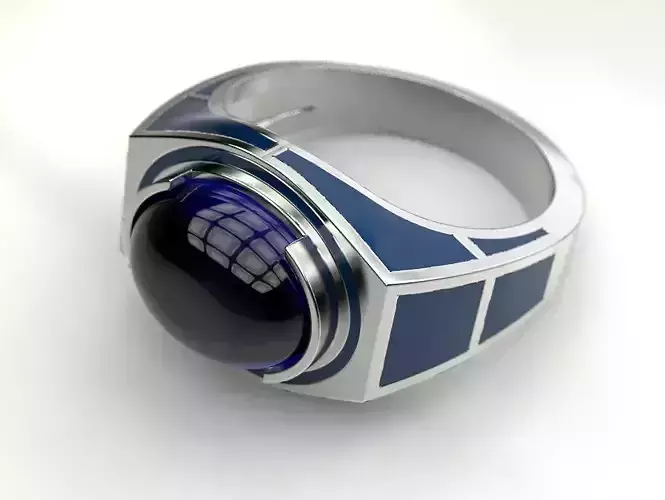 Ring with enamel R2D2 
