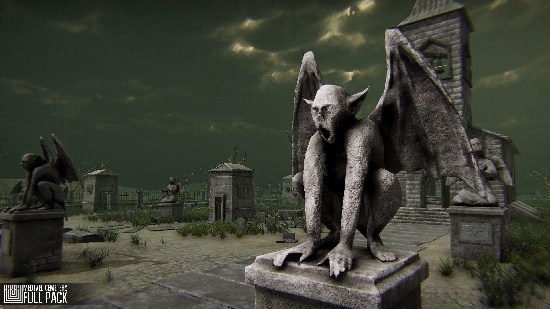 Medivel Cemetery - Full Pack Low-poly 3D model_2