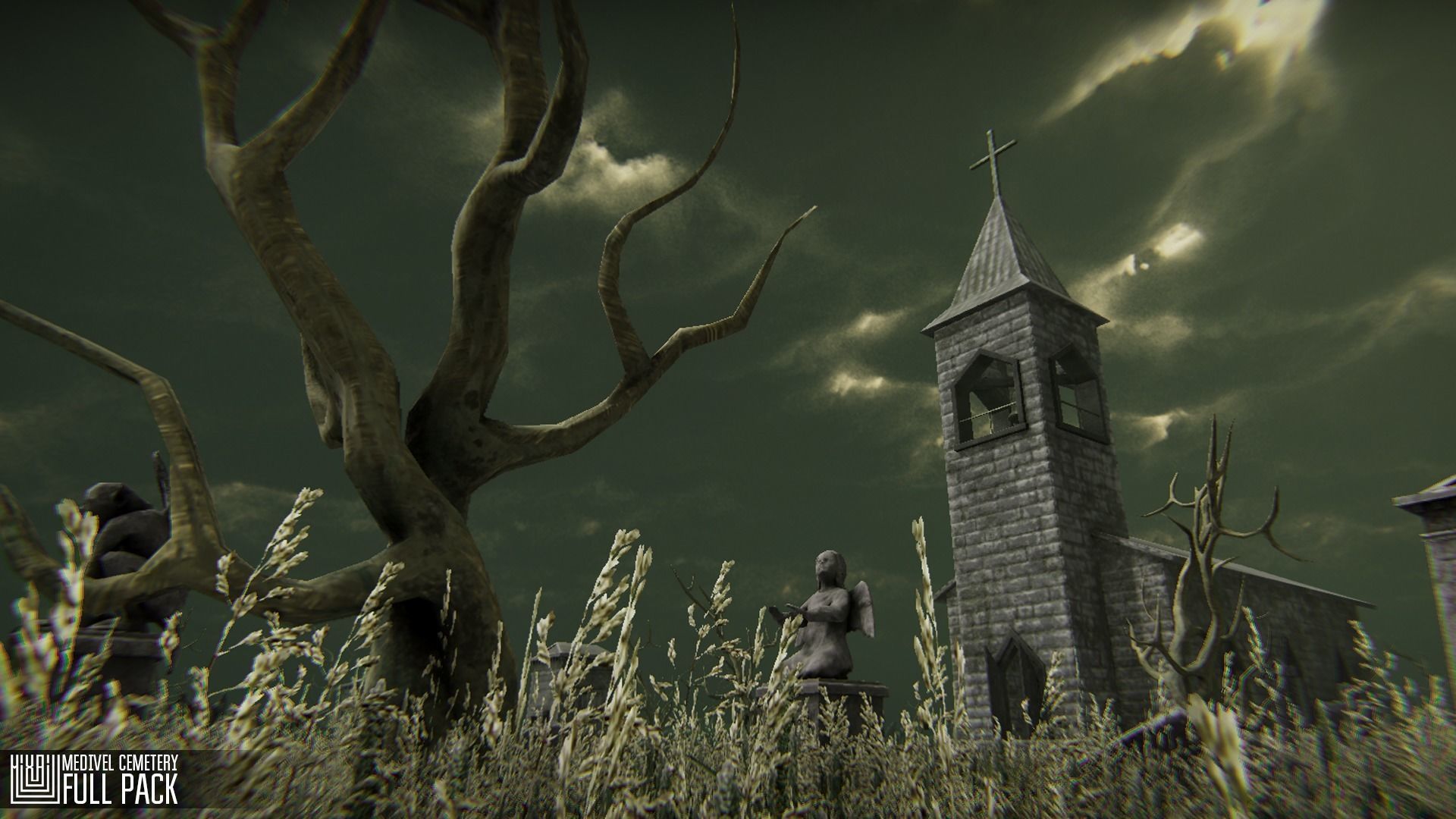 Medivel Cemetery - Full Pack Low-poly 3D model_7