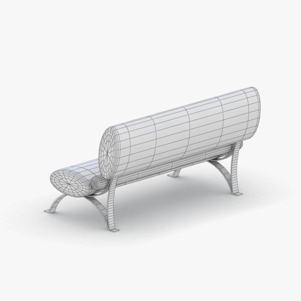 0572 - Bench Sofa Low-poly 3D model_3
