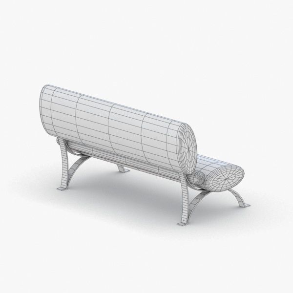 0572 - Bench Sofa Low-poly 3D model_4
