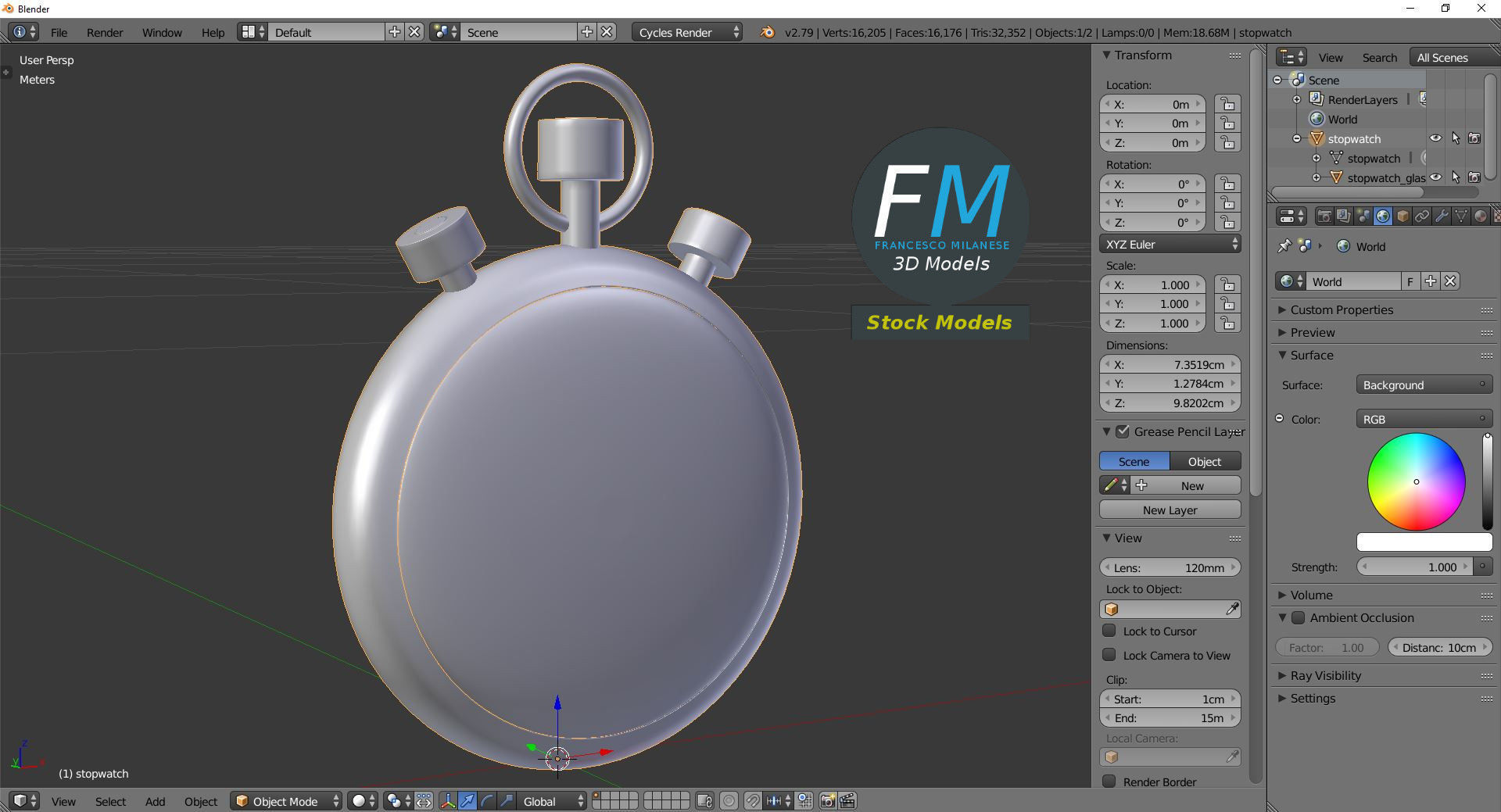 Stopwatch 3D model_9