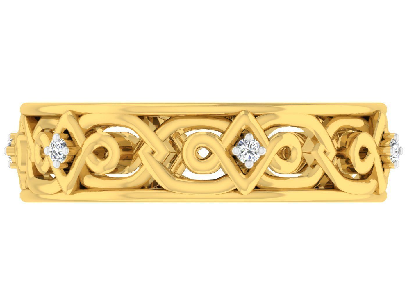 Golden ring with diamonds 3D print model 44 3D print model_1