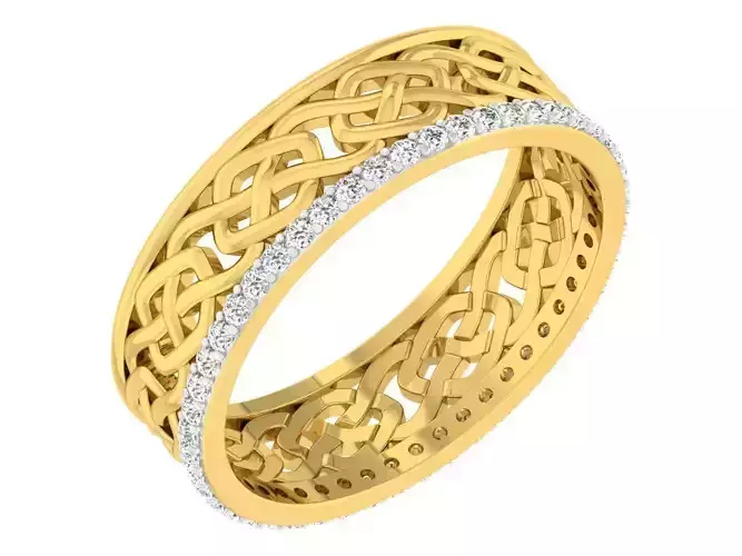 Golden ring with diamonds 3D print model 43