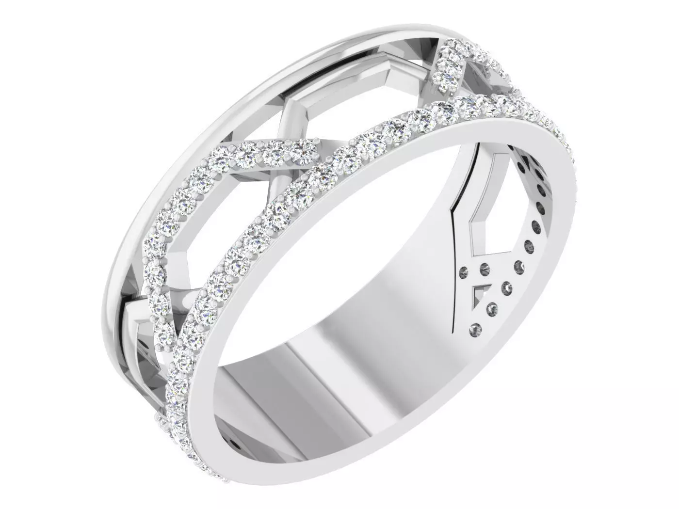 intricate ring with diamonds 3D print model 4 3D print model_0