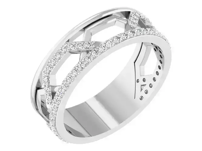 intricate ring with diamonds 3D print model 4