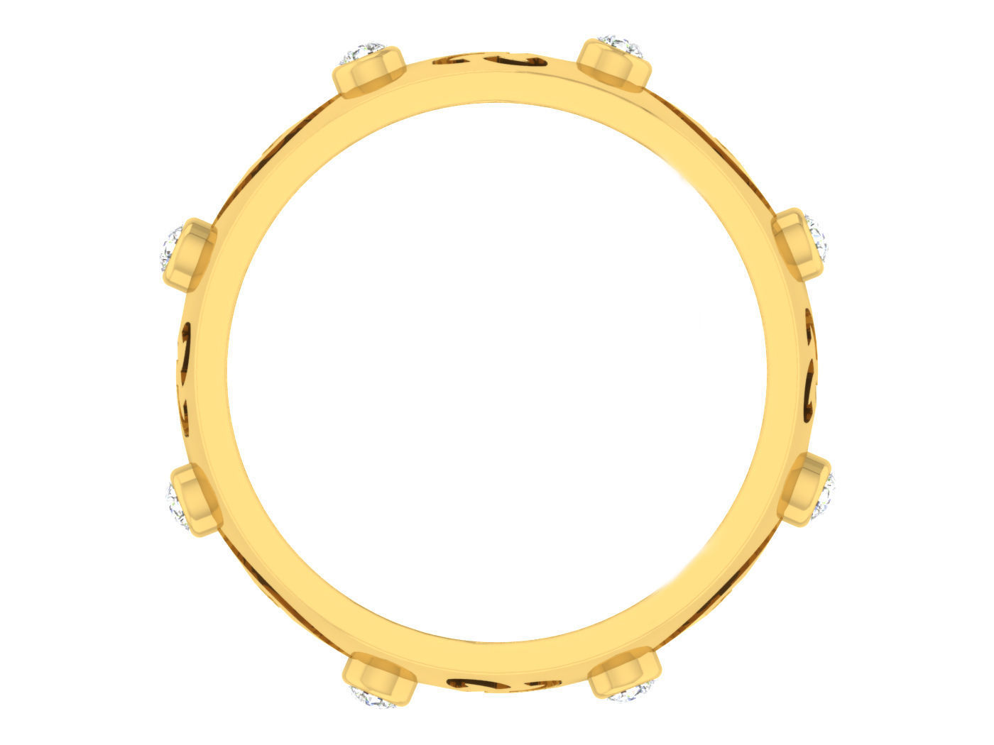 Golden ring with diamonds 3D print model 48 3D print model_3