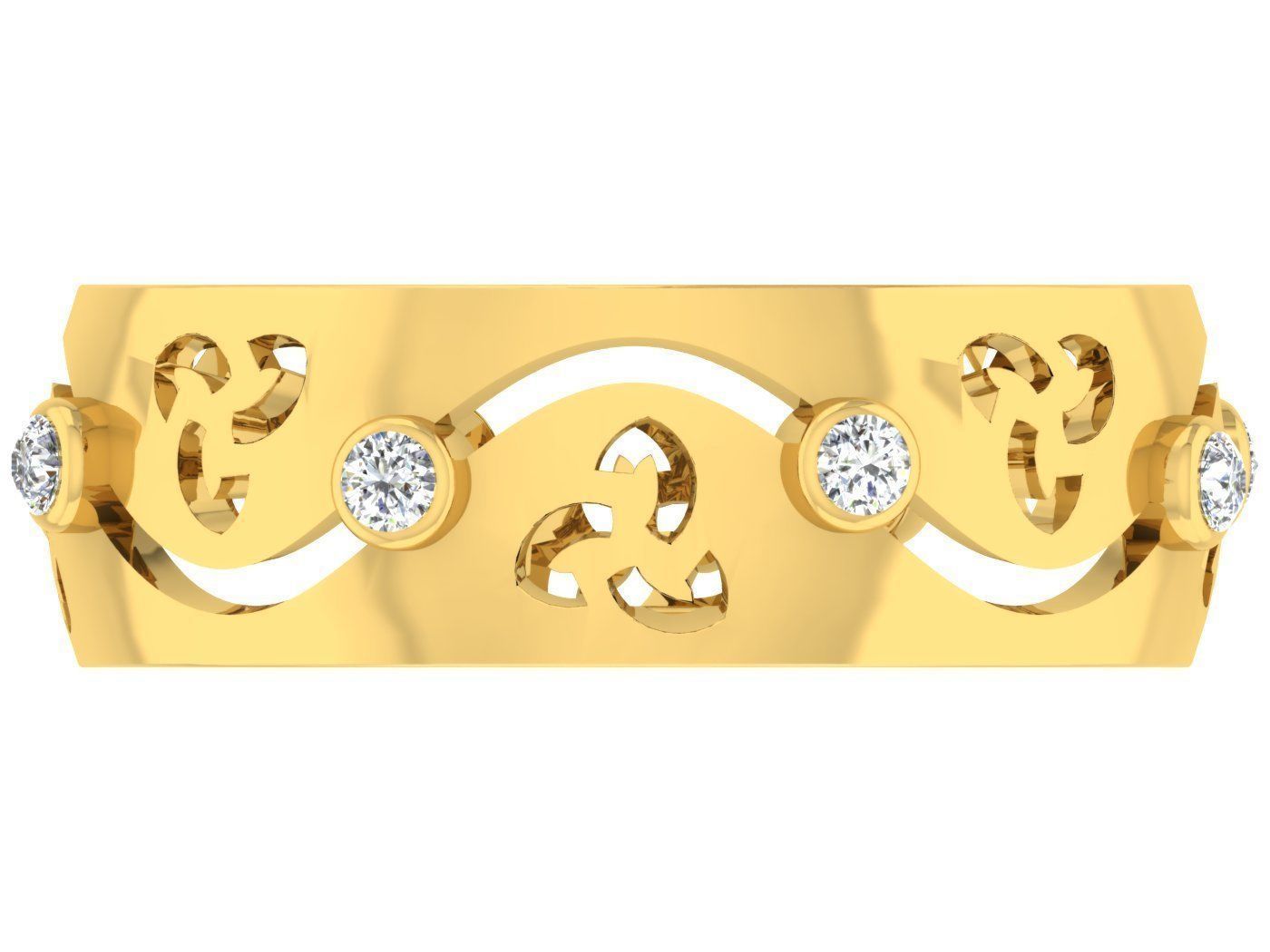 Golden ring with diamonds 3D print model 48 3D print model_1