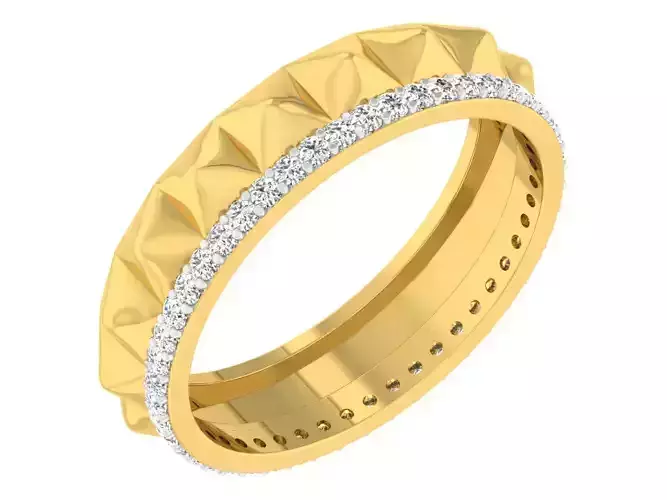 Golden ring with diamonds 3D print model 51