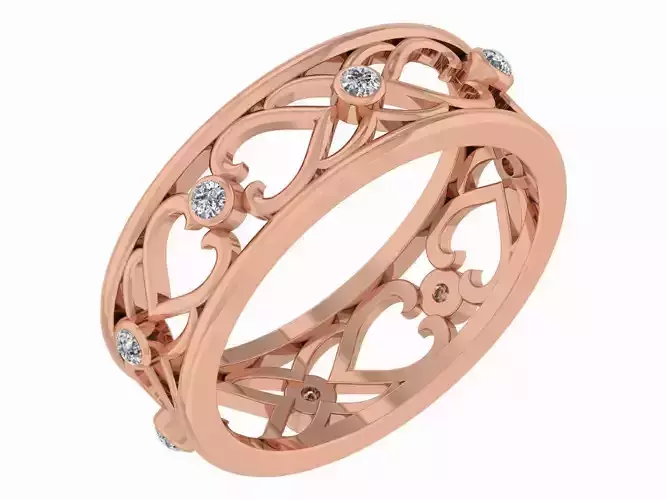 Bronze ring with diamonds 3D print model 1