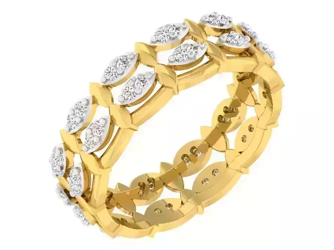 Golden ring with diamonds 3D print model 40