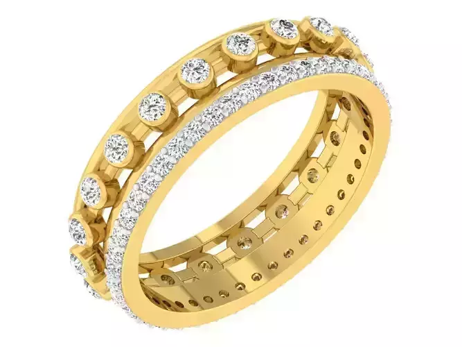 Golden ring with diamonds 3D print model 32
